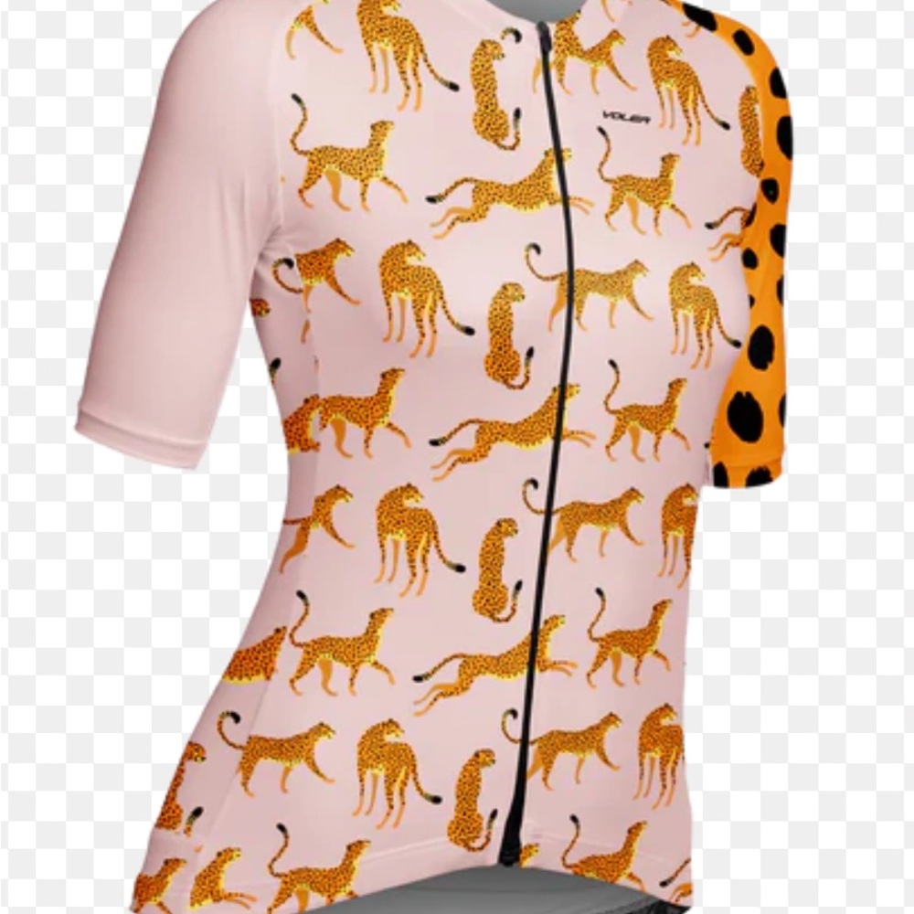 IN SEARCH O F A LARGE Velocity Pink and Orange Leopard Cycling Jersey Large